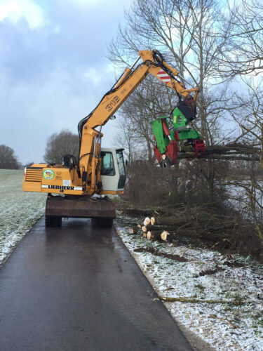 4-Fingergreifer der HBS 350 beim Sortieren und Verladen von Schnittgut